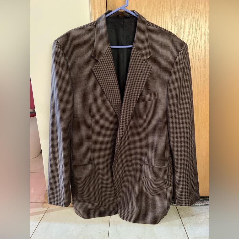 Vintage Robert Morris Brown Mini Check Sport Coat Blazer | Men’s 42R | Dry Clean